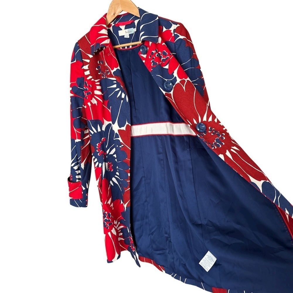 Boden 100% Cotton Bold Floral Print Trench Jacket Coat ,US 6R - Picture 8 of 11